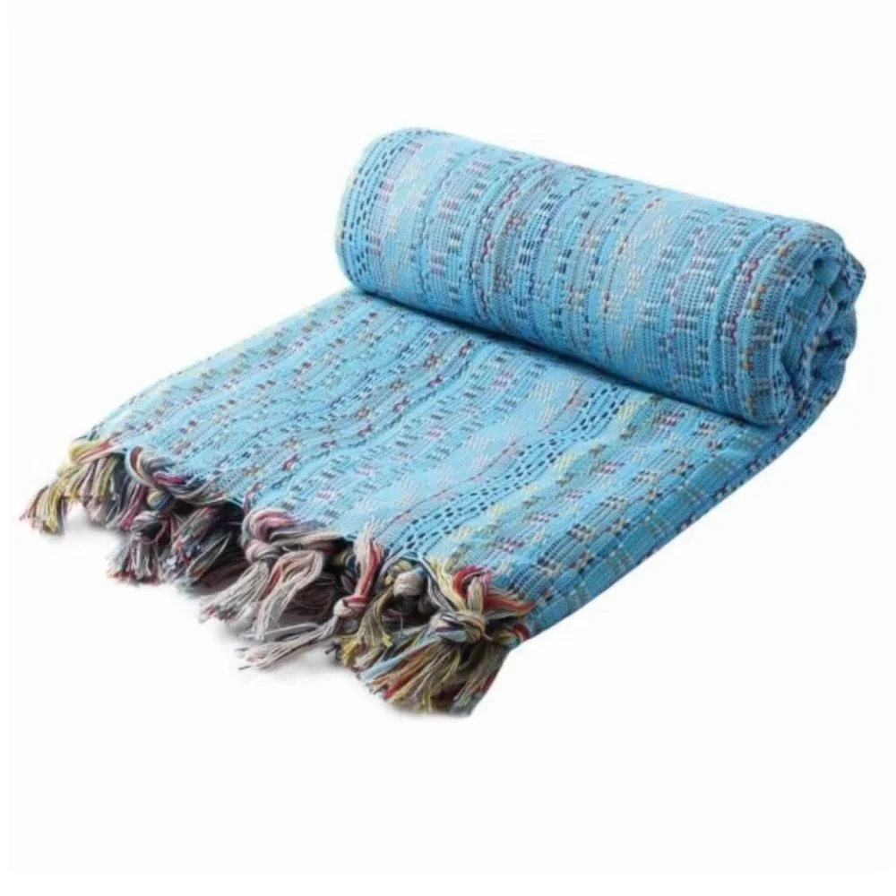 4 Blue Bohemian Towels - 100% Turkish Cotton Beach Bath Towel